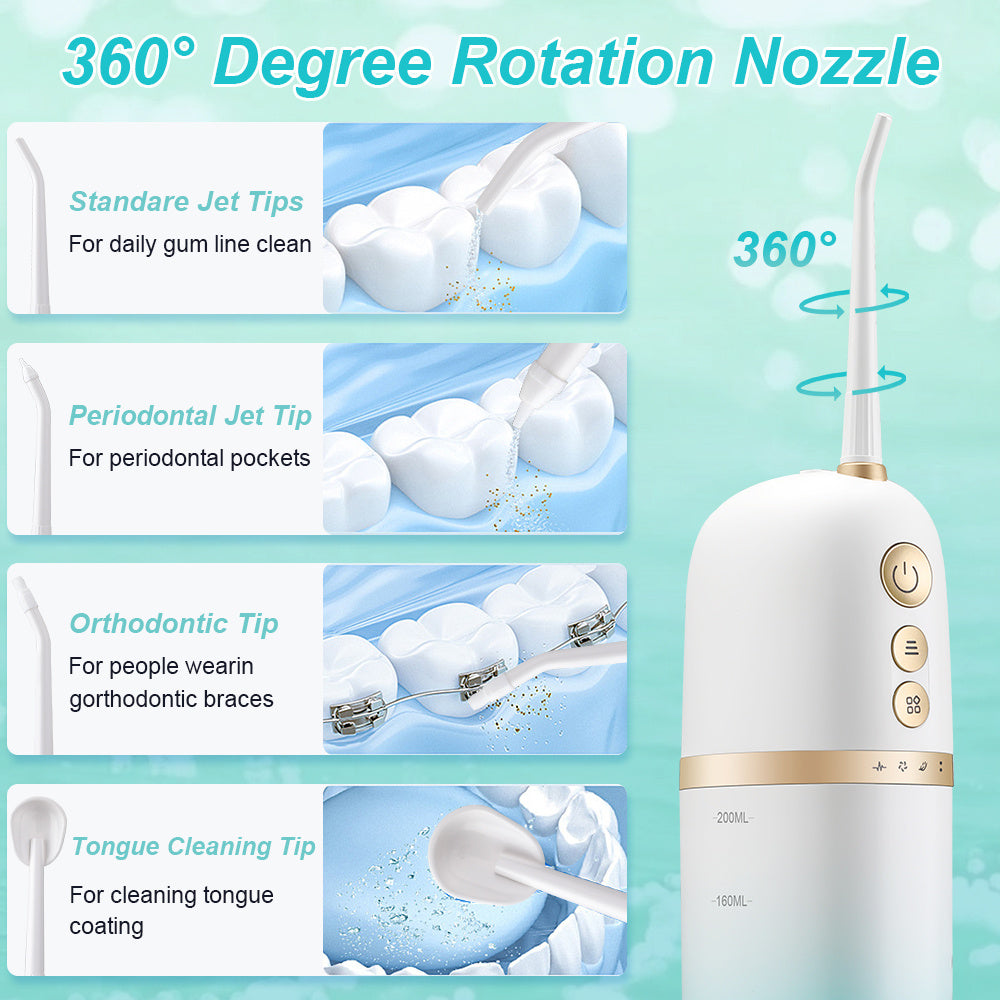 Portable Cordless Water Flosser – Rechargeable Dental Oral Irrigator for Teeth Cleaning