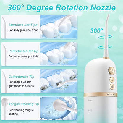 Portable Cordless Water Flosser – Rechargeable Dental Oral Irrigator for Teeth Cleaning